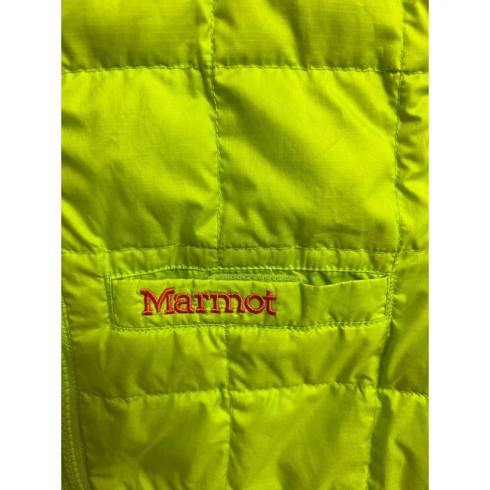 Marmot Kids Neon Lime Green Quilted Full Zip Puffer Jacket Small S/P